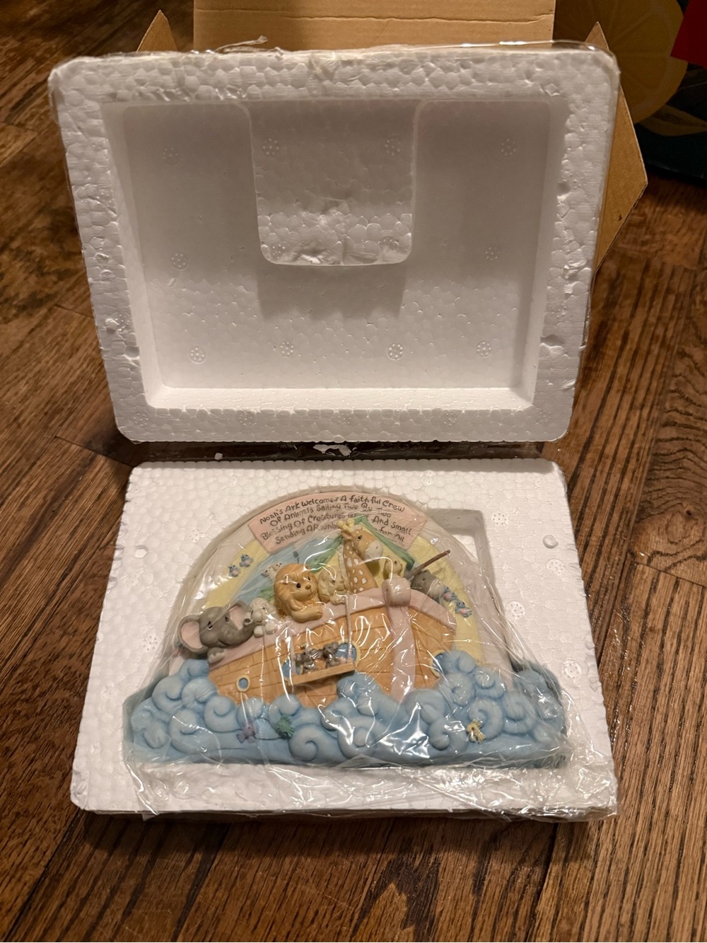 Ceramic Noah's Ark Figurine with Animals - Blue, Yellow, Tan